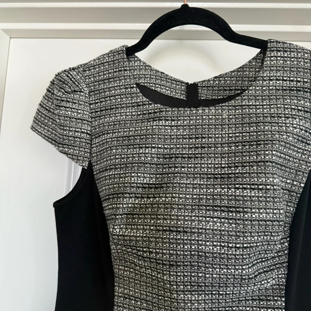 Moulinette Soeurs Anthropologie Black Gray Metallic Tweed Sheath Dress 6P Y2K - Picture 7 of 15